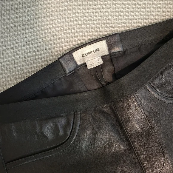 Helmut Lang Stretch Leather Legging Pants Black Size 0 - Picture 5 of 7